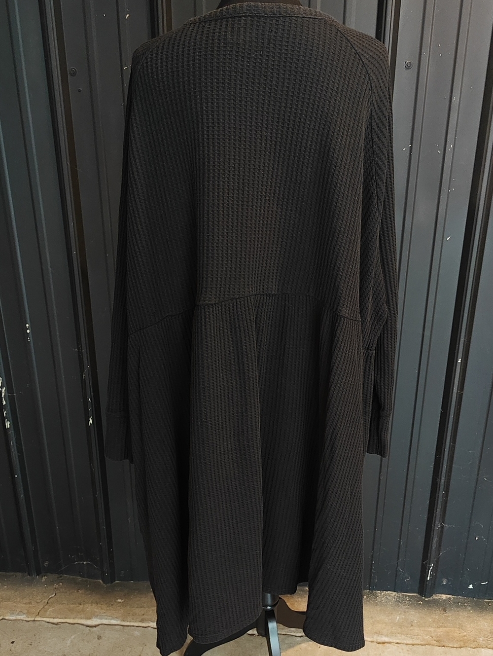 Black V-neck Henley Casual Dress Pockets - Picture 5 of 5